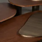 Landscape Nesting Coffee Tables Set of 3, Walnut, Oxidized Brass, Greenapple