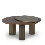 Landscape Nesting Coffee Tables Set of 3, Walnut, Oxidized Brass, Greenapple