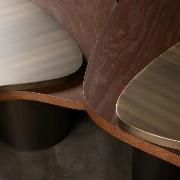 Landscape Nesting Coffee Tables Set of 3, Walnut, Oxidized Brass, Greenapple