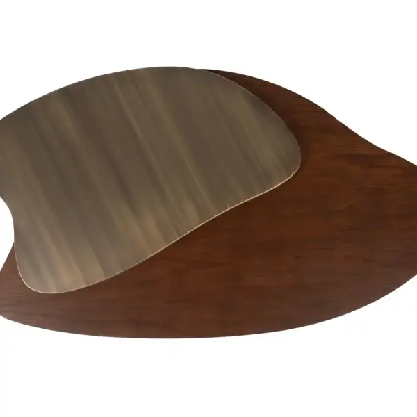 Landscape Nesting Coffee Tables Set of 3, Walnut, Oxidized Brass, Greenapple