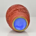 Vintage Chinese Cinnabar Lacquer Vase with Dragon Motifs