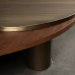 Landscape Nesting Coffee Tables Set of 3, Walnut, Oxidized Brass, Greenapple