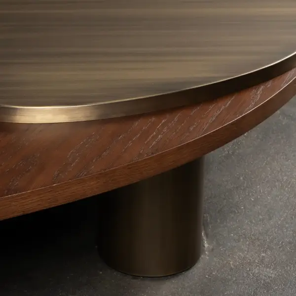 Landscape Nesting Coffee Tables Set of 3, Walnut, Oxidized Brass, Greenapple