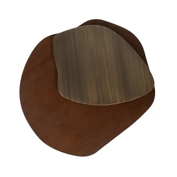 Landscape Nesting Coffee Tables Set of 3, Walnut, Oxidized Brass, Greenapple