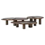 Landscape Nesting Coffee Tables Set of 3, Walnut, Oxidized Brass, Greenapple